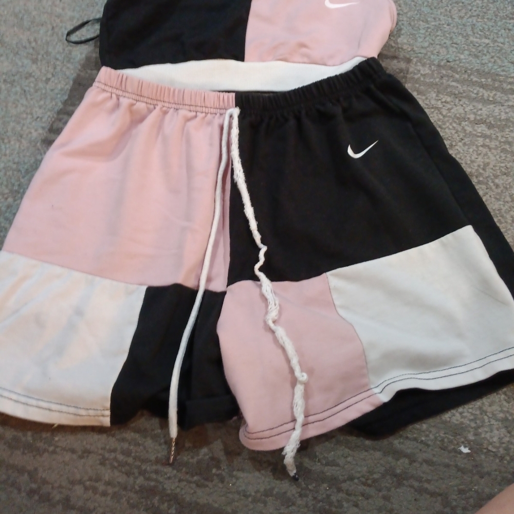 Nike Black, Pink, and White Colorblock Shorts